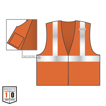 Glowear By Ergodyne S Orange Mesh Hi-Vis Safety Vest Class 2 - Single Size 8210HL-S